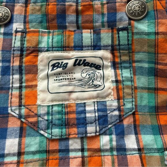 Big Wave Surf Boys Plaid Overalls 18M Adjustable Straps Colorful Summer Romper - Picture 3 of 5